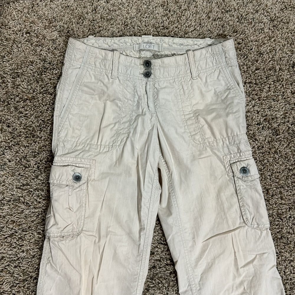 LOFT White Cargo Pants - Picture 2 of 8
